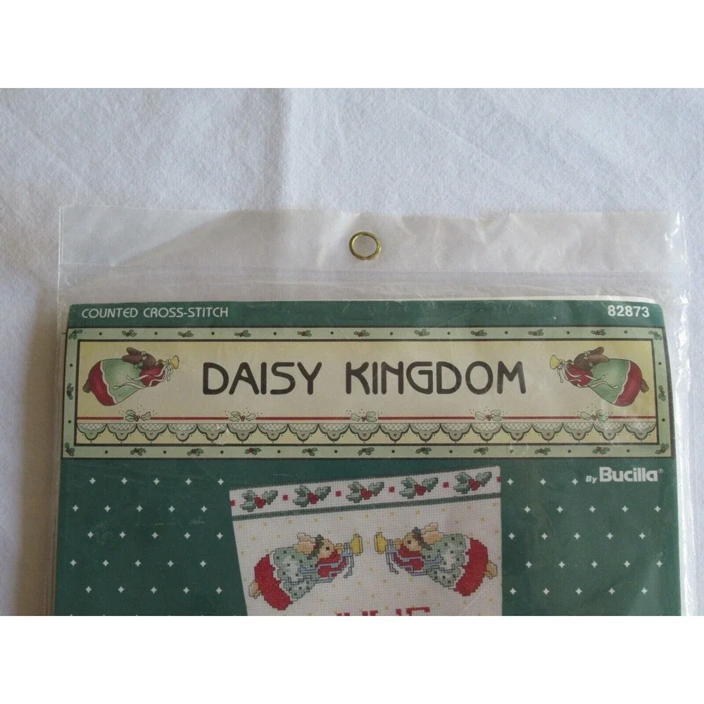 Daisy Kingdom Cross Stitch Kit Angel Bunnies Christmas Stocking #82873  Bucilla